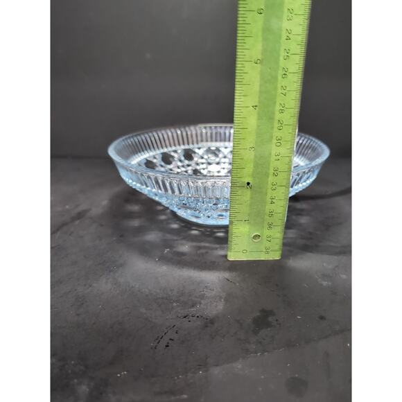 Federal Glass Blue‎ Bowl, Vintage Starburst Bowl, Button and Cane Pattern - Picture 10 of 10